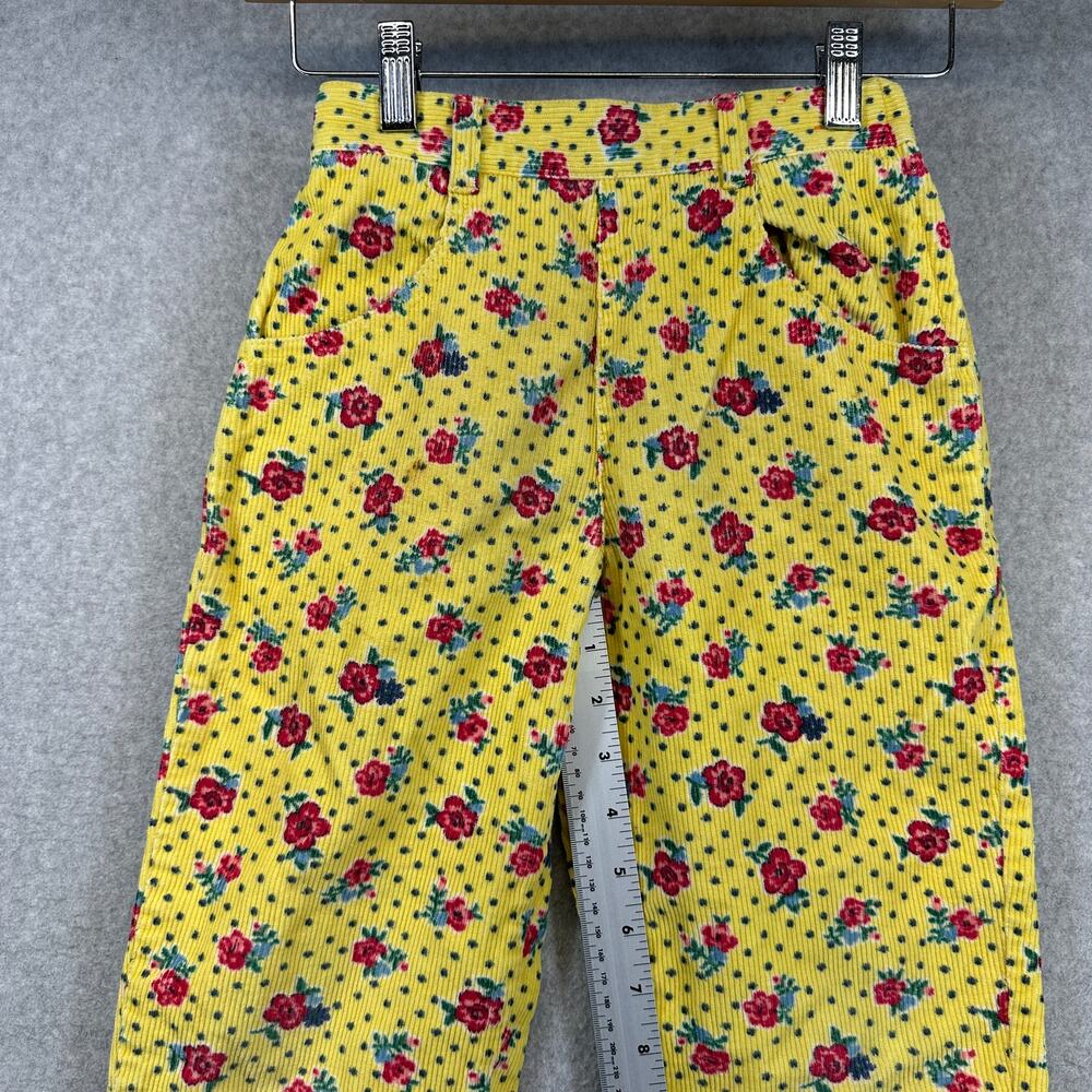 United Colors of Benetton Pants Girls Size 32 6 Yellow Floral Corduroy Side Zip - Picture 12 of 13